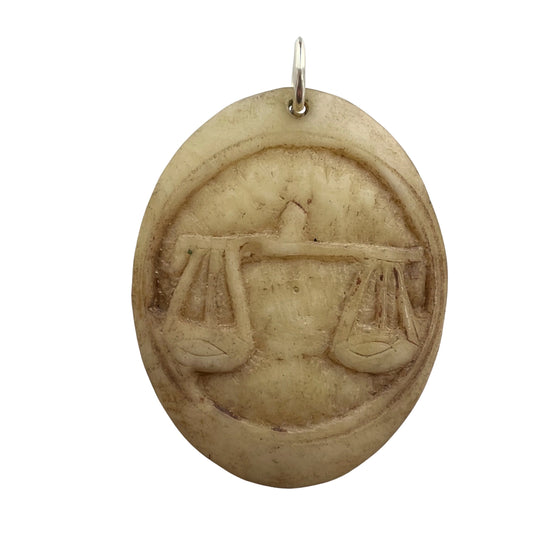 V I N T A G E // rustic justice / sterling silver and carved bone Libra / a pendant