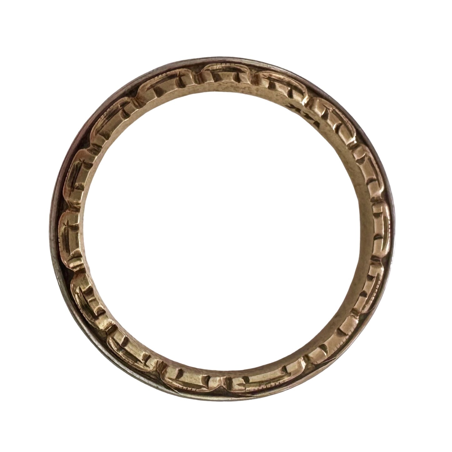 A N T I Q U E // art deco spaceship / 14k yellow and white gold patterned eternity band / size 5