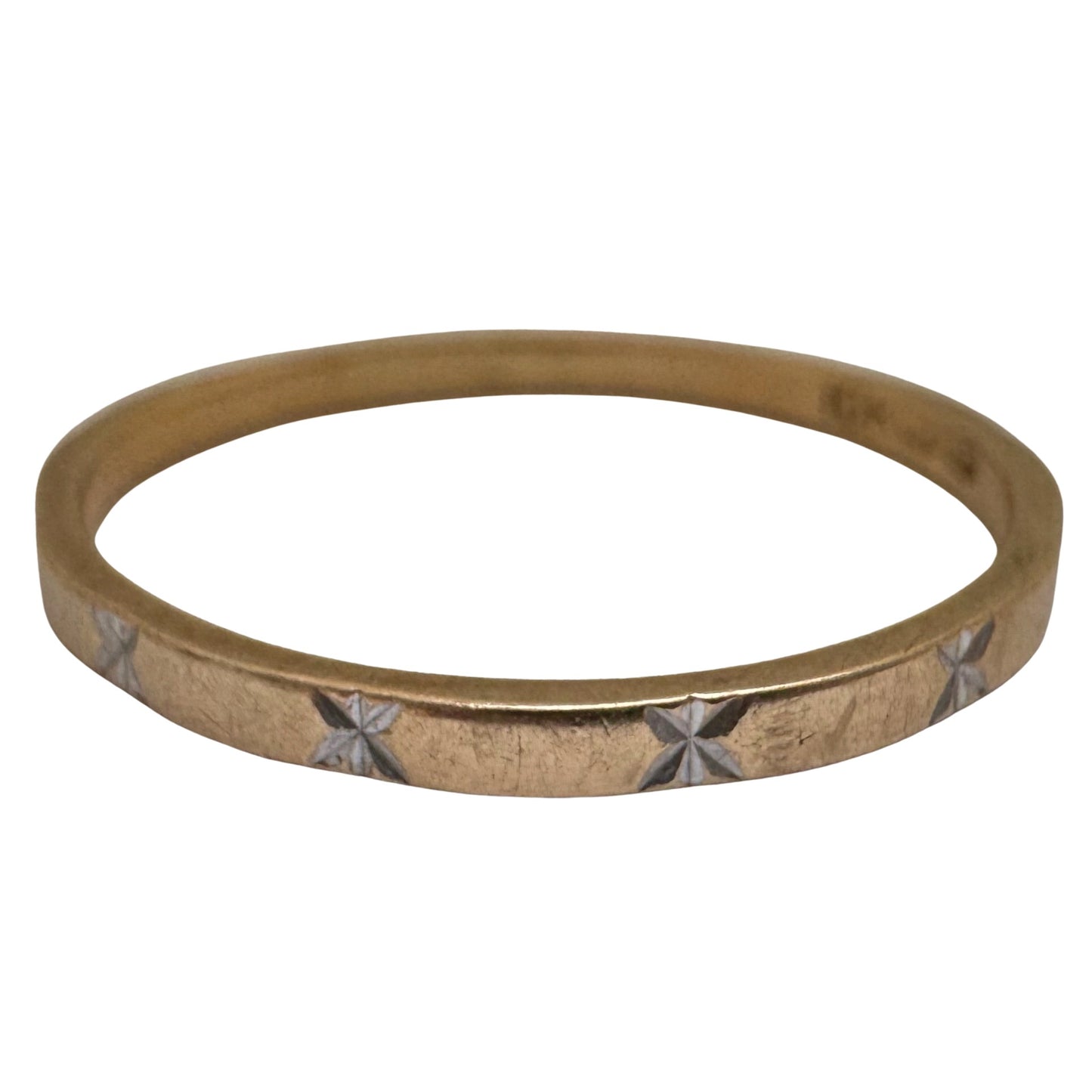 V I N T A G E // nine bursts / 10k yellow gold skinny pipe cut starburst band / size 6.75