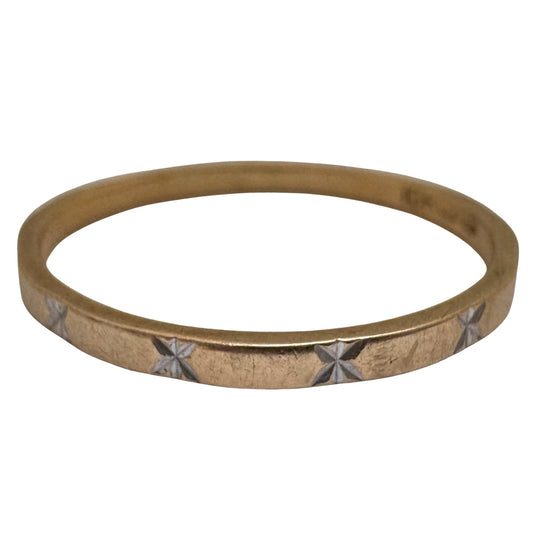 V I N T A G E // nine bursts / 10k yellow gold skinny pipe cut starburst band / size 6.75