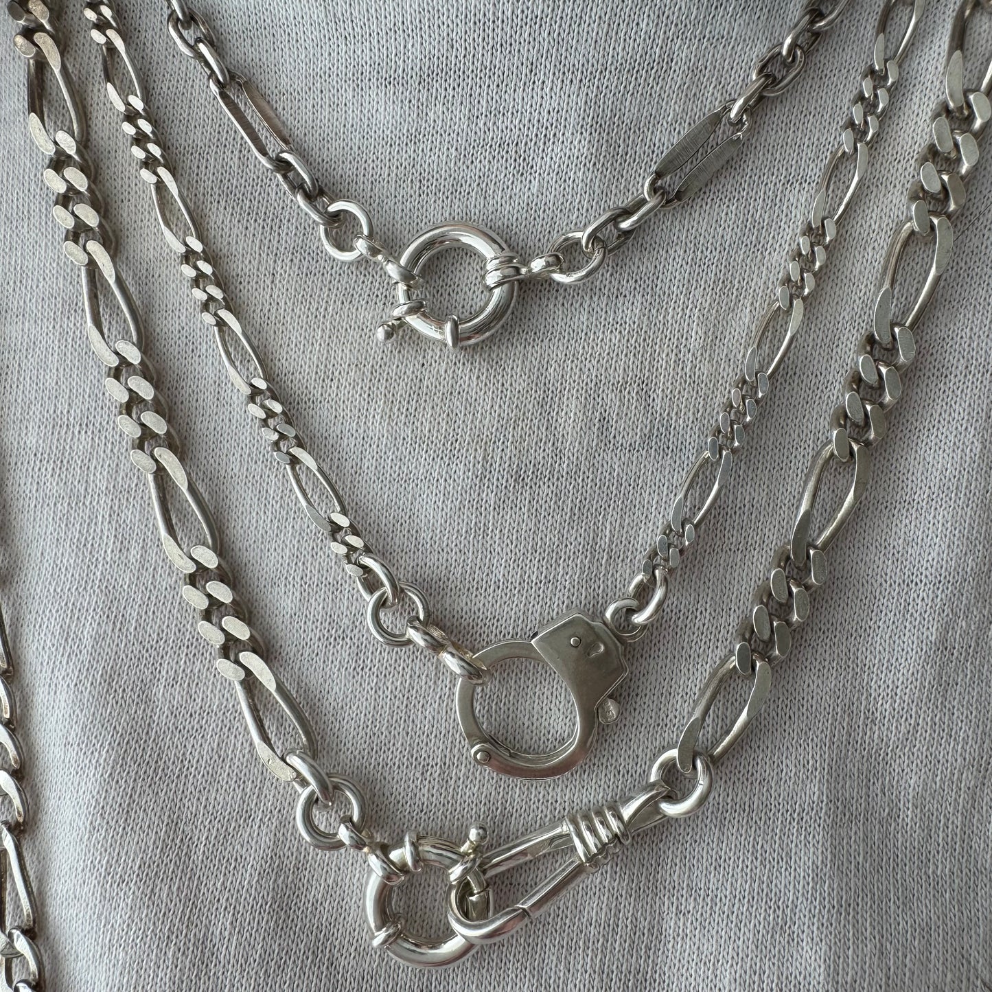 reimagined V I N T A G E // modern day watch chain / re-worked sterling silver trombone chain necklace / 16.25", 13g