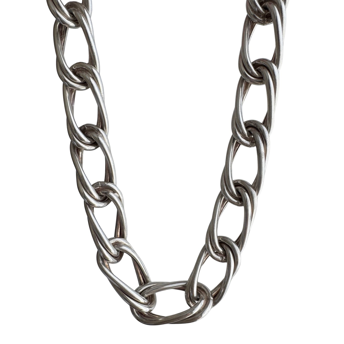 V I N T A G E // weighty illusion / sterling silver chunky stretched oval double curb chain / ~17.75", 72.8g