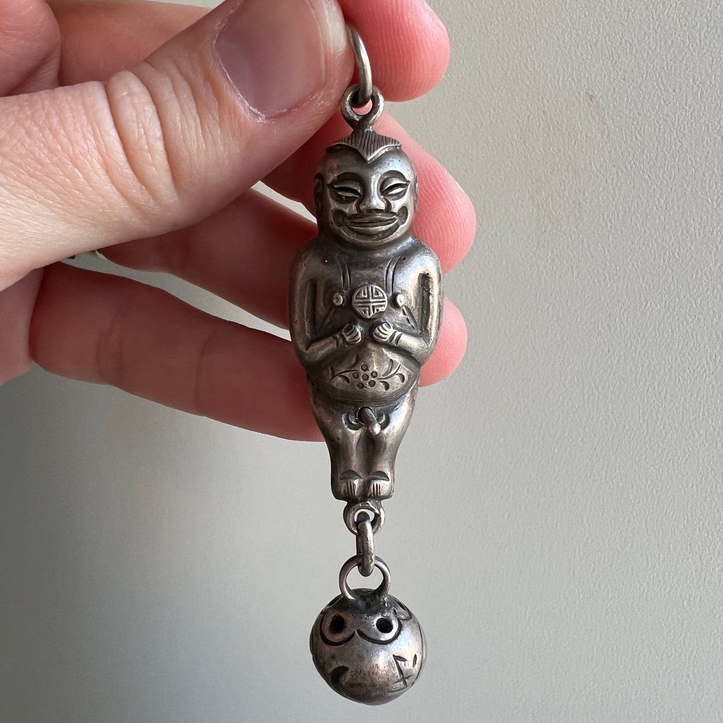 A N T I Q U E // dynamic fellow / Qing dynasty silver fertility figure / a pendant