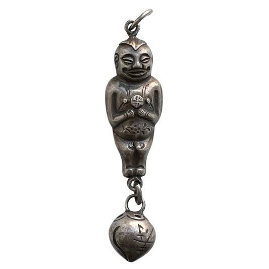 A N T I Q U E // dynamic fellow / Qing dynasty silver fertility figure / a pendant