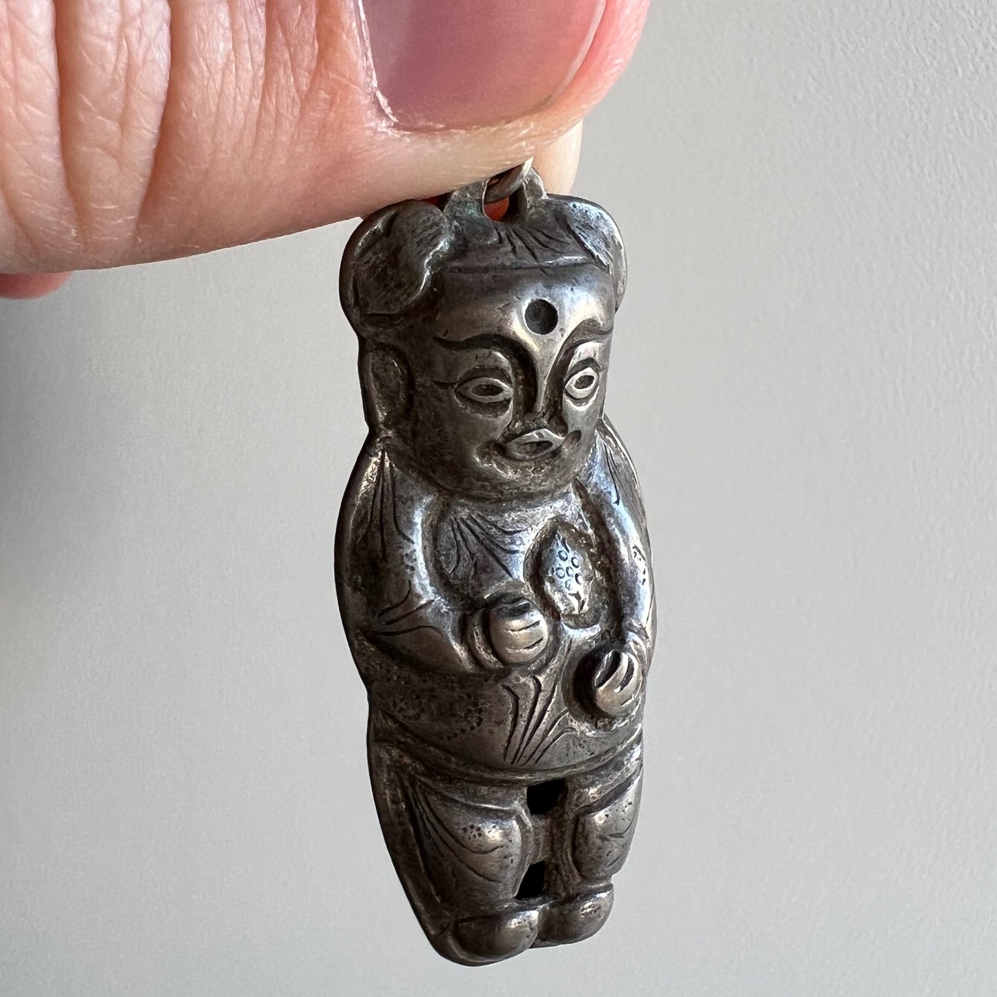 A N T I Q U E // baby luck / Qing dynasty silver femme baby amulet / a pendant