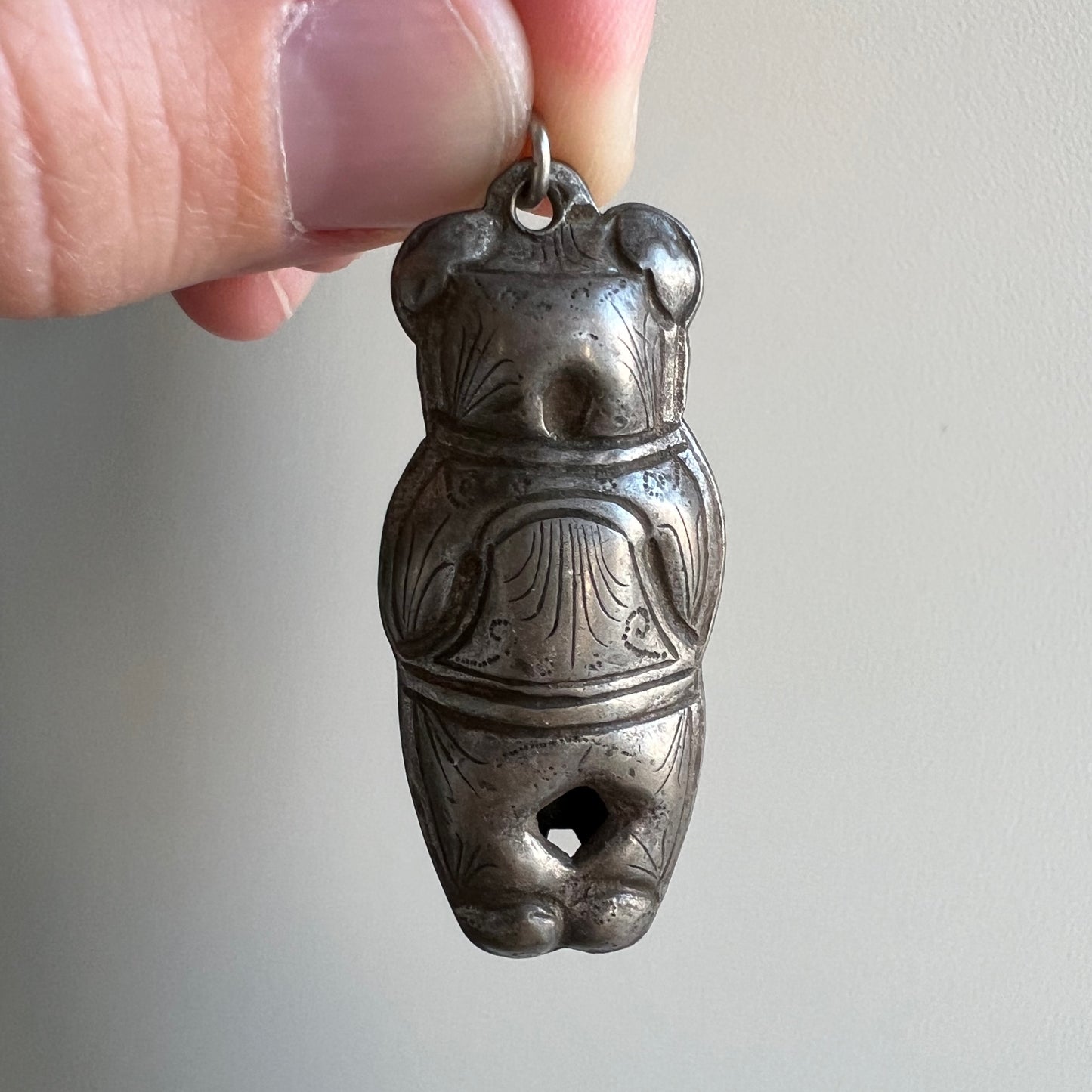 A N T I Q U E // baby luck / Qing dynasty silver femme baby amulet / a pendant