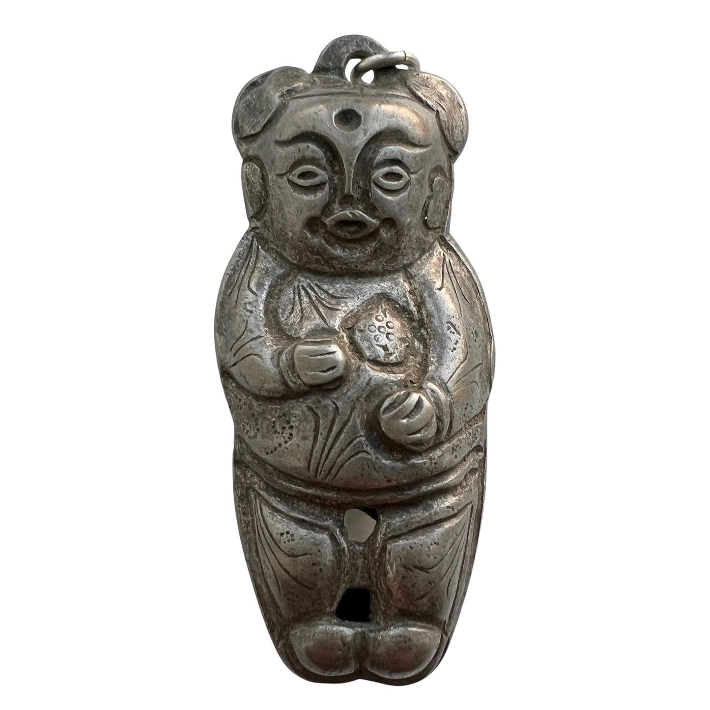 A N T I Q U E // baby luck / Qing dynasty silver femme baby amulet / a pendant