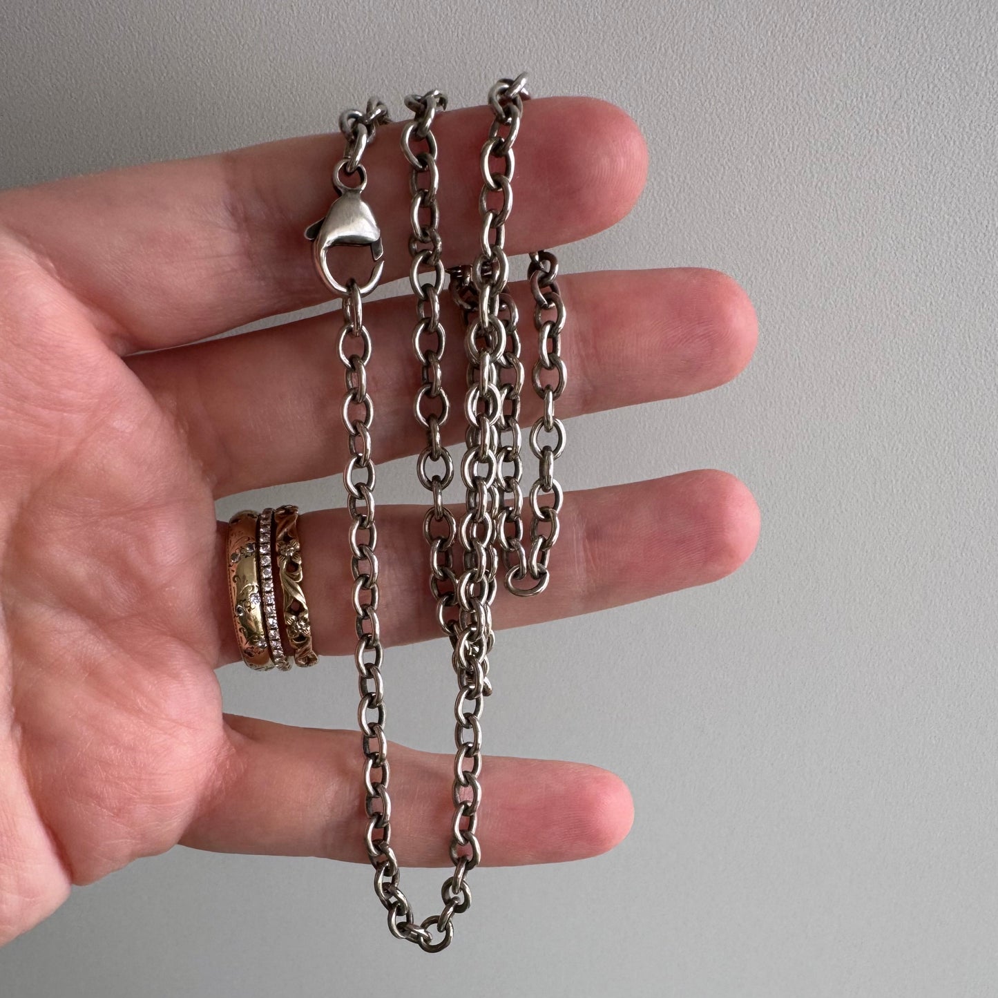 V I N T A G E // everyday cable / sterling silver oval cable chain / 18", 11g