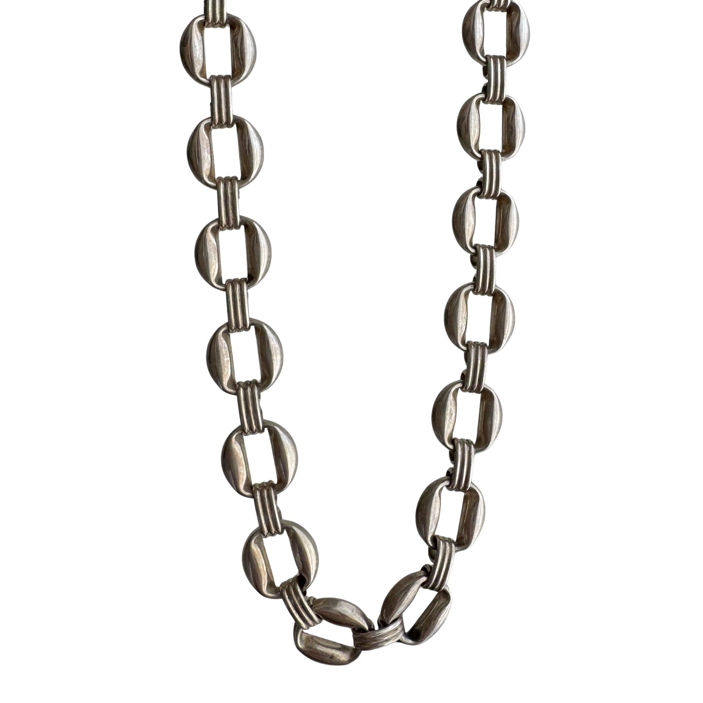 V I N T A G E // modernist book / sterling silver mid century book chain style flat link chain / 16.25", 15.9g