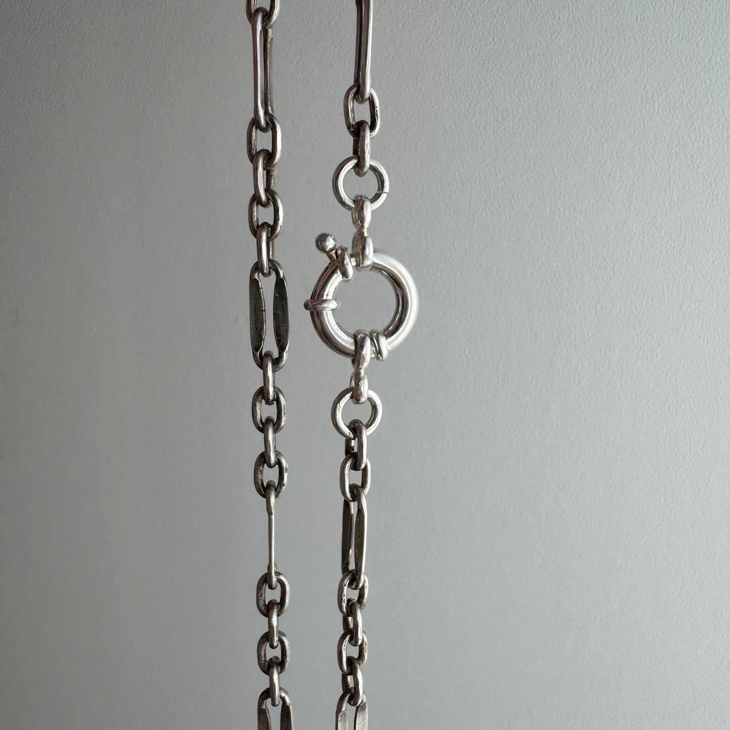 reimagined V I N T A G E // modern day watch chain / re-worked sterling silver trombone chain necklace / 16.25", 13g
