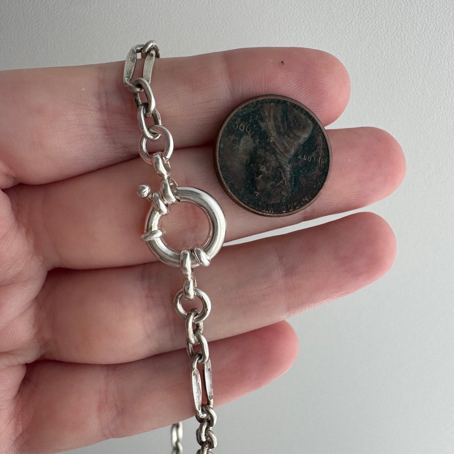 reimagined V I N T A G E // modern day watch chain / re-worked sterling silver trombone chain necklace / 16.25", 13g