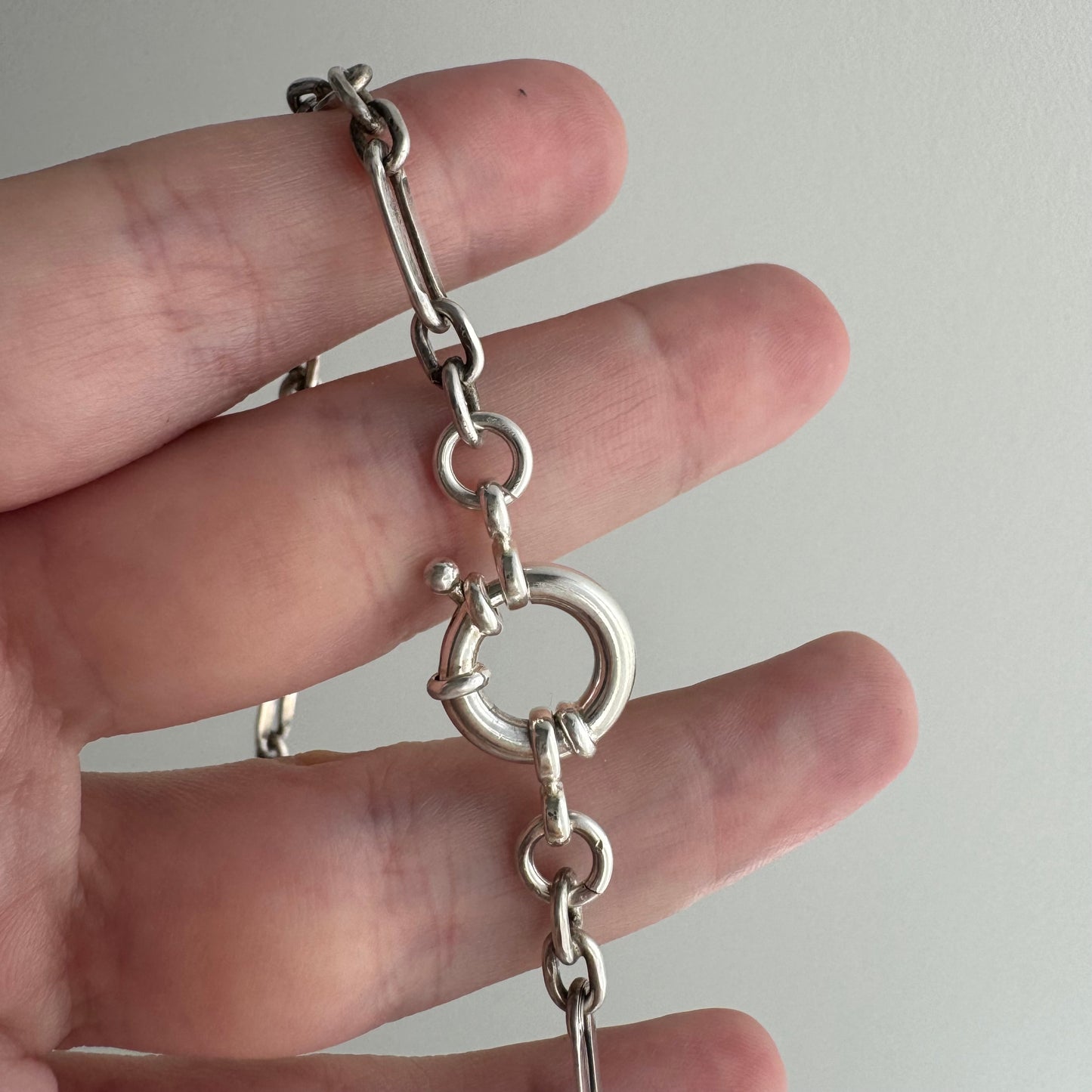 reimagined V I N T A G E // modern day watch chain / re-worked sterling silver trombone chain necklace / 16.25", 13g