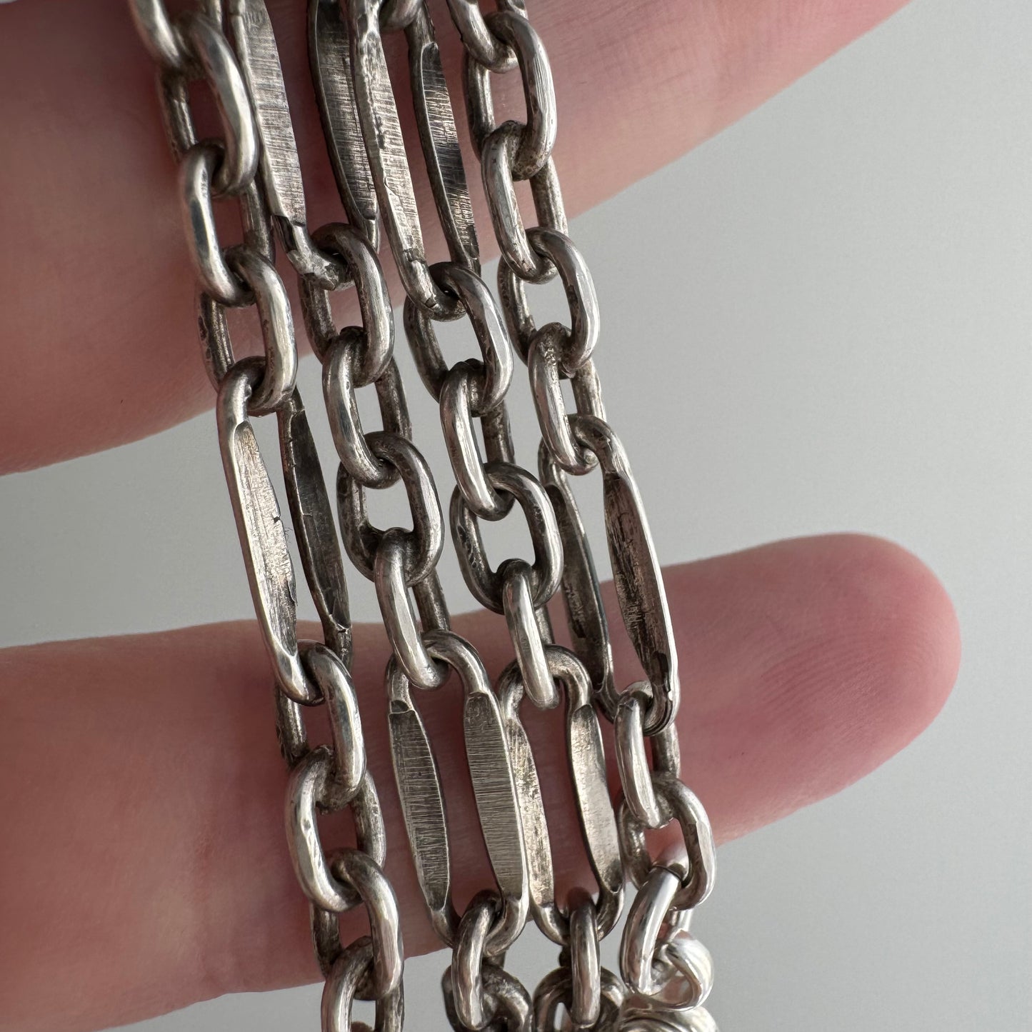 reimagined V I N T A G E // modern day watch chain / re-worked sterling silver trombone chain necklace / 16.25", 13g