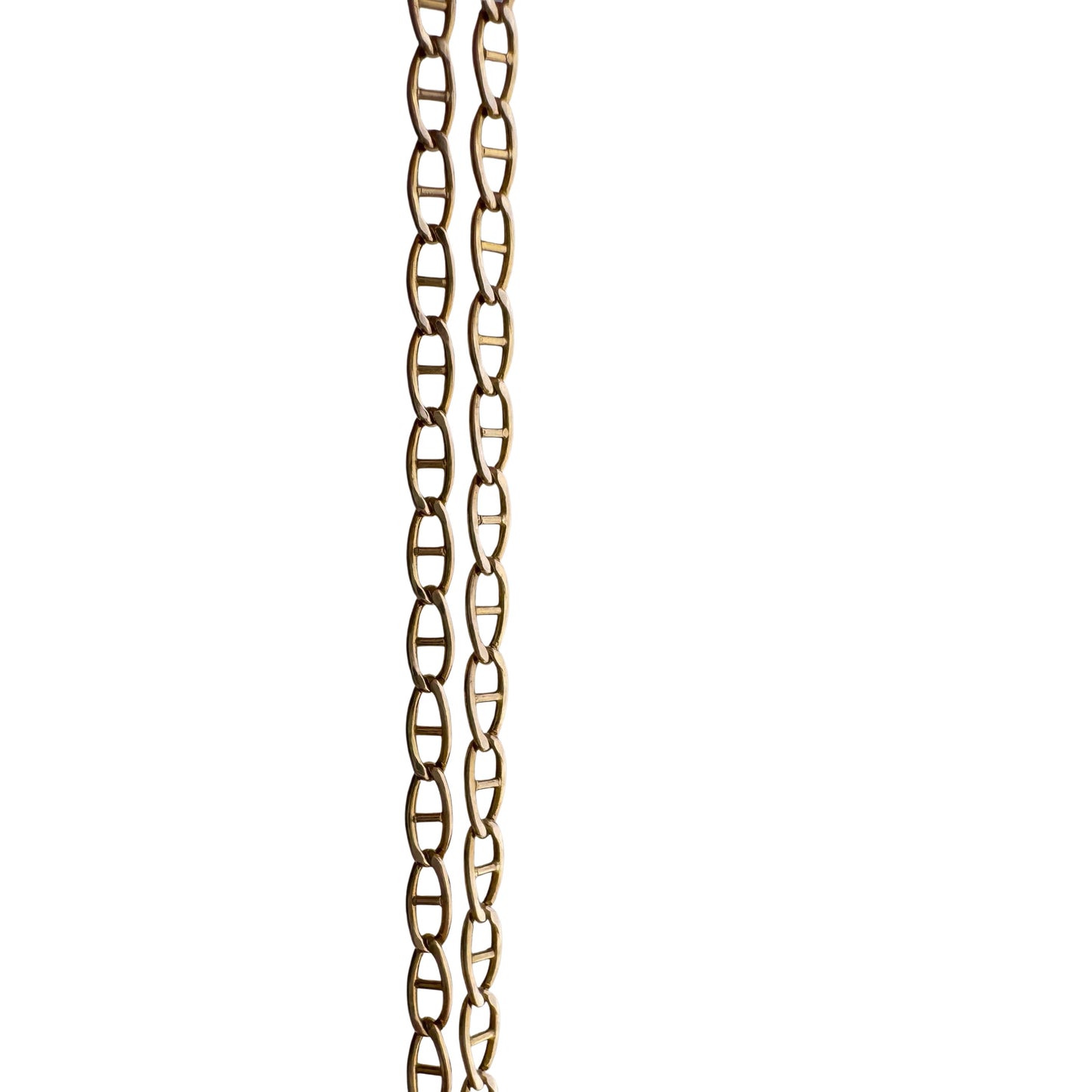 P R E - L O V E D // curb-like anchor / 10k yellow gold puffy flat dainty mariner anchor link chain / 20.5", 2.2g