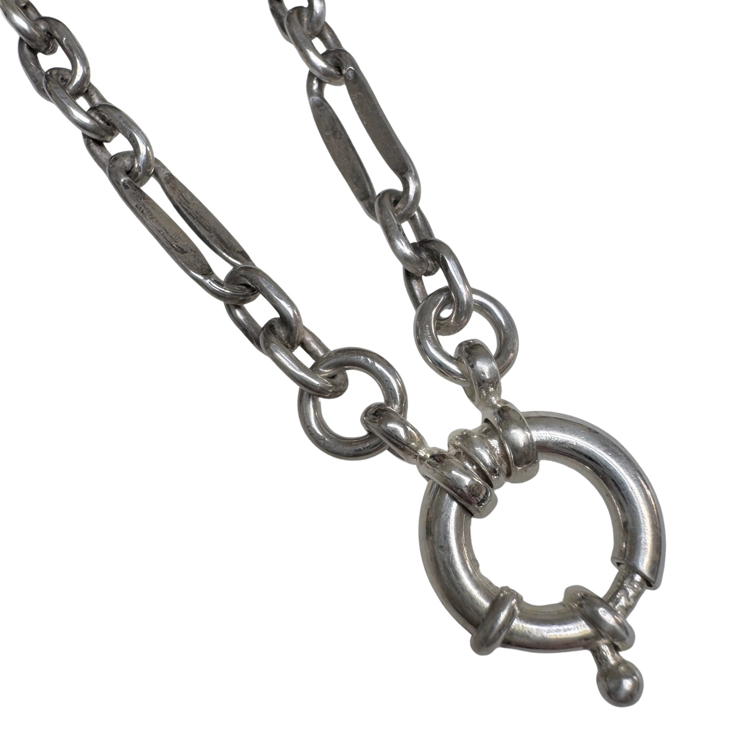 reimagined V I N T A G E // modern day watch chain / re-worked sterling silver trombone chain necklace / 16.25", 13g