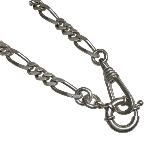 reimagined V I N T A G E // modern day watch chain / re-worked sterling silver flat figaro chain necklace / 20.5", 27.8g