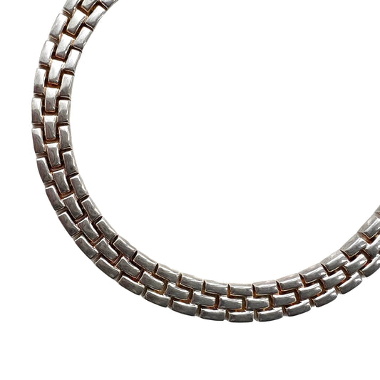 V I N T A G E // slinky like a panther / sterling silver panther link flat necklace / 17", 45g