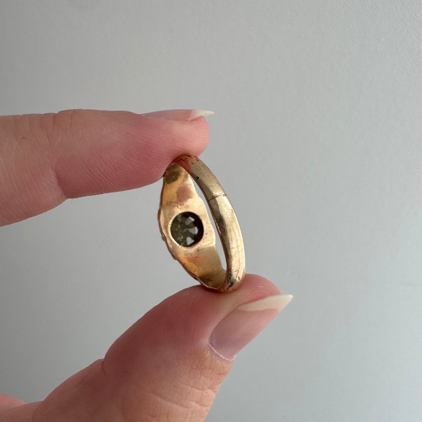 reimagined V I N T A G E // good goddess / 14k and 1.25 carat salt & pepper diamond art nouveau goddess solitaire ring / size 8