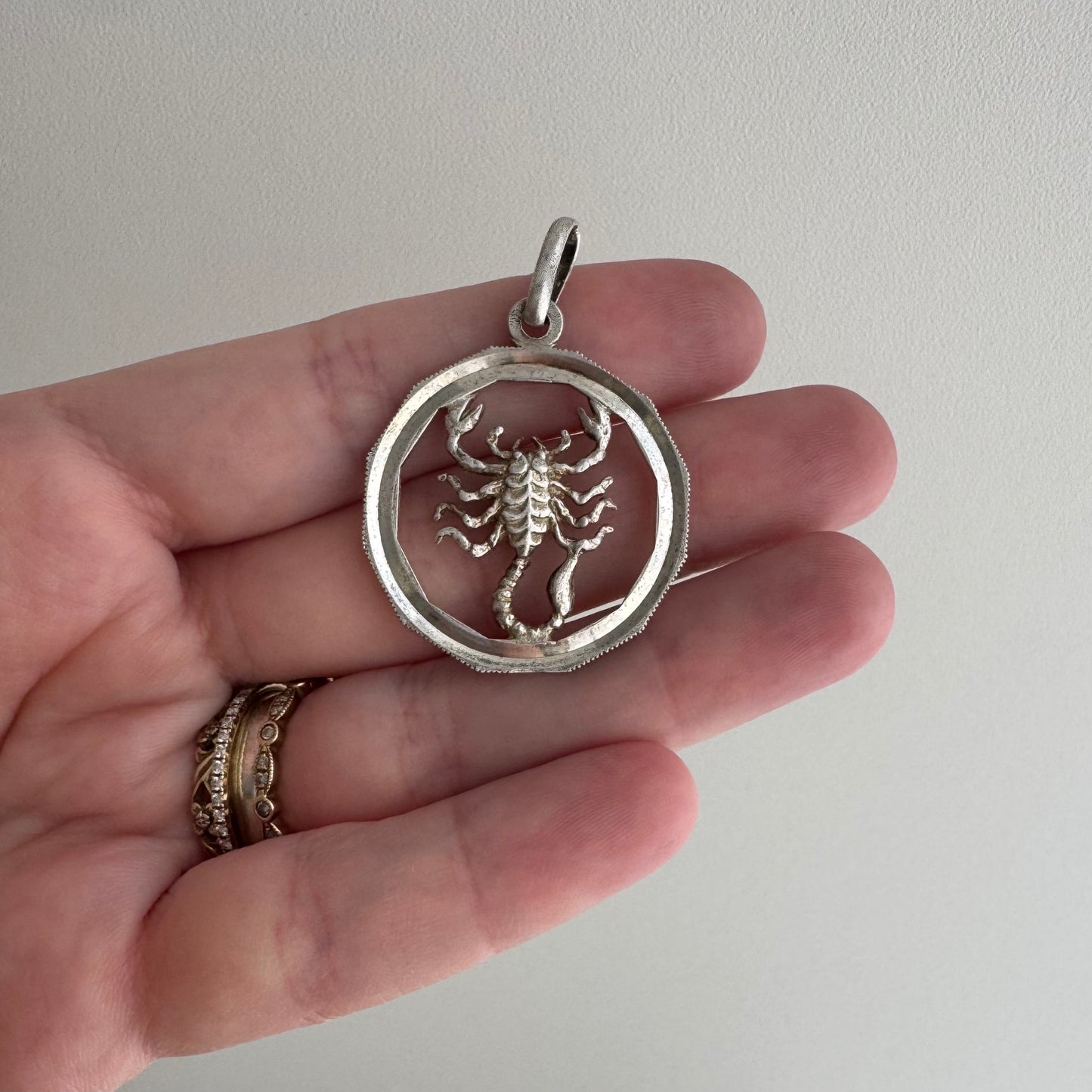 V I N T A G E // the scorpion / sterling silver framed 3D scorpio / a pendant