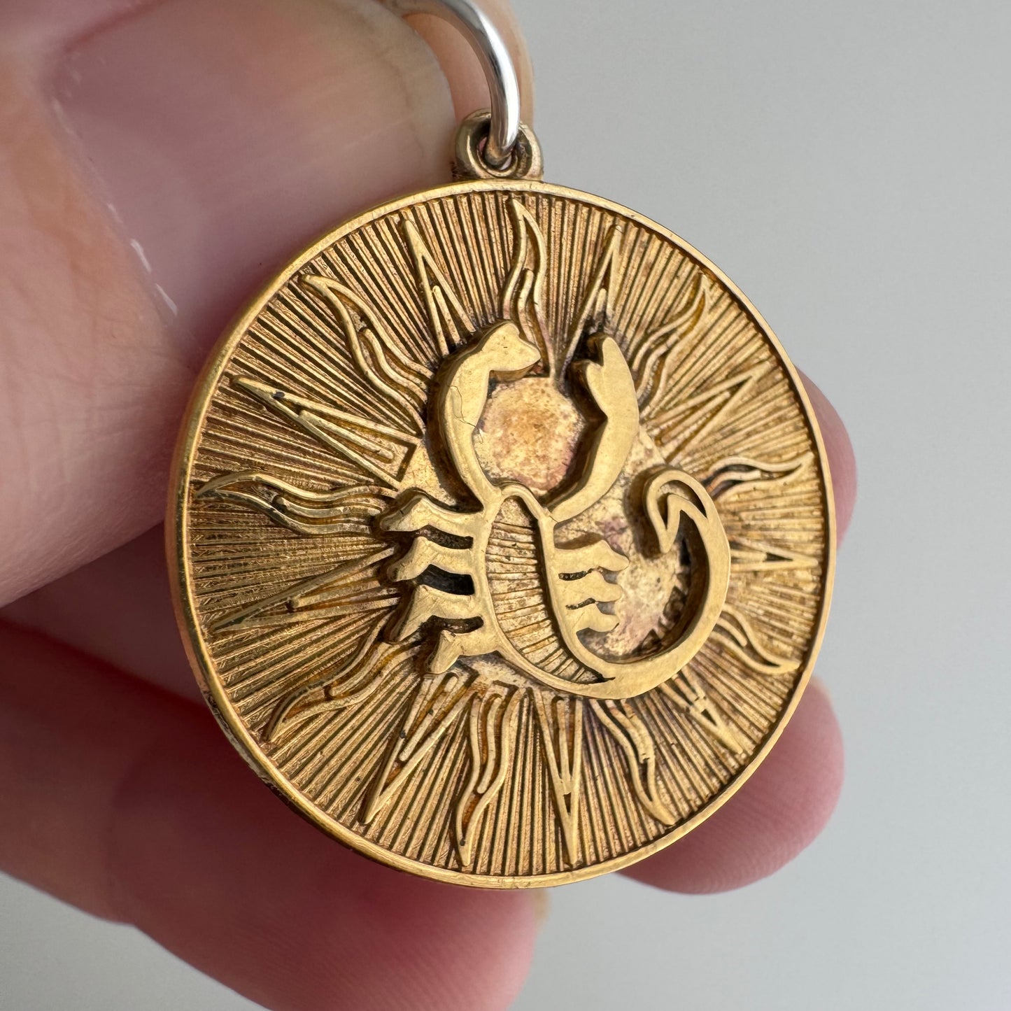 V I N T A G E // the scorpion and the sun / gold wash over sterling silver stylized scorpion by Rembrandt / a pendant