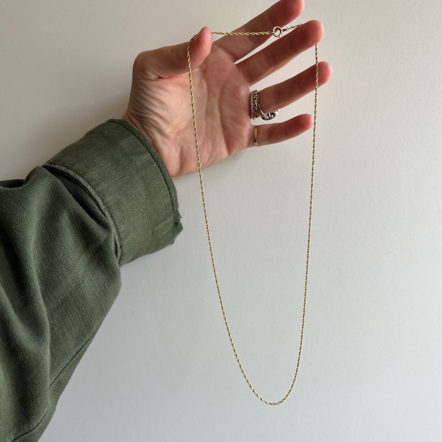 A N T I Q U E // woven links / solid 18k yellow gold loose link rope chain / almost 22", 4.2g