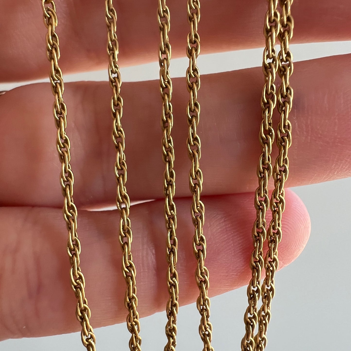 A N T I Q U E // woven links / solid 18k yellow gold loose link rope chain / almost 22", 4.2g