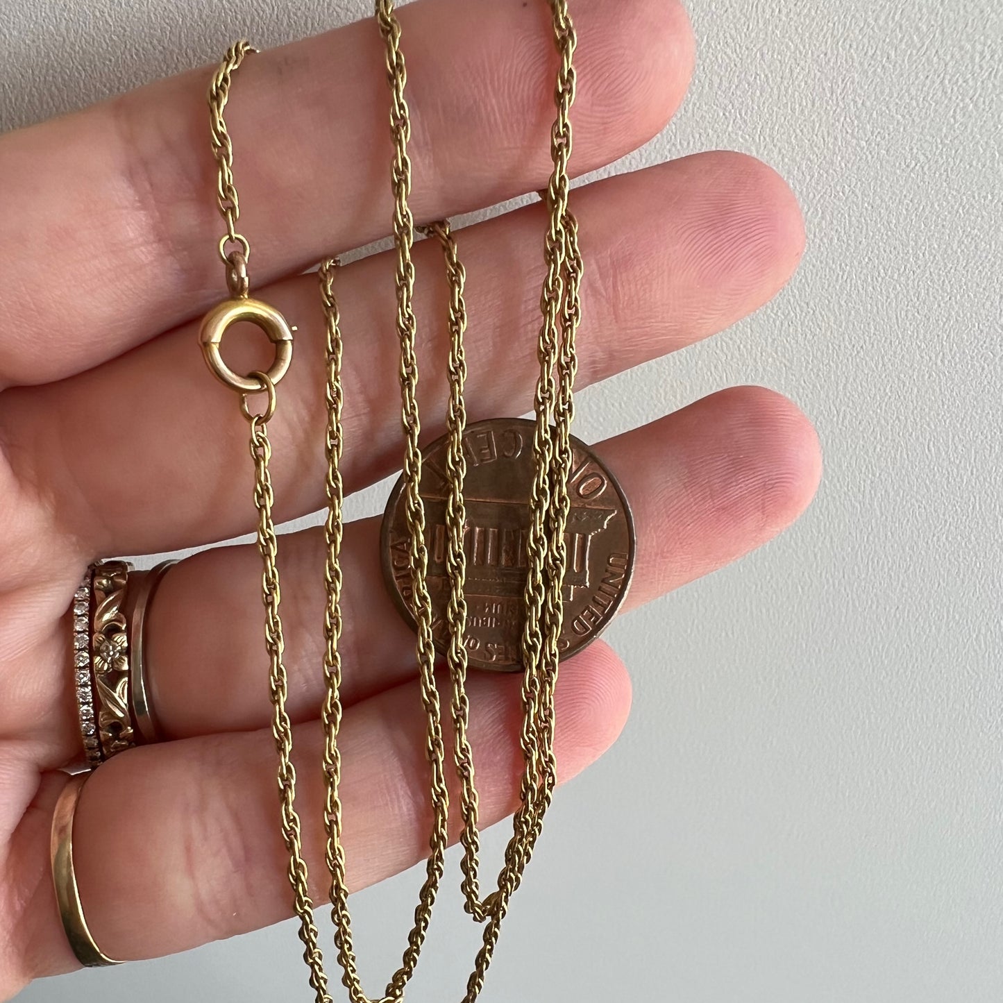 A N T I Q U E // woven links / solid 18k yellow gold loose link rope chain / almost 22", 4.2g