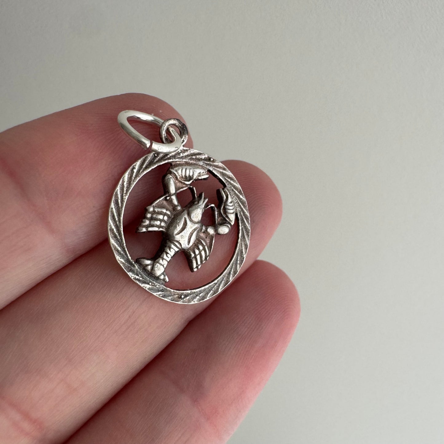 V I N T A G E // soft inside / sterling silver engine turned lobster / a charm or pendant