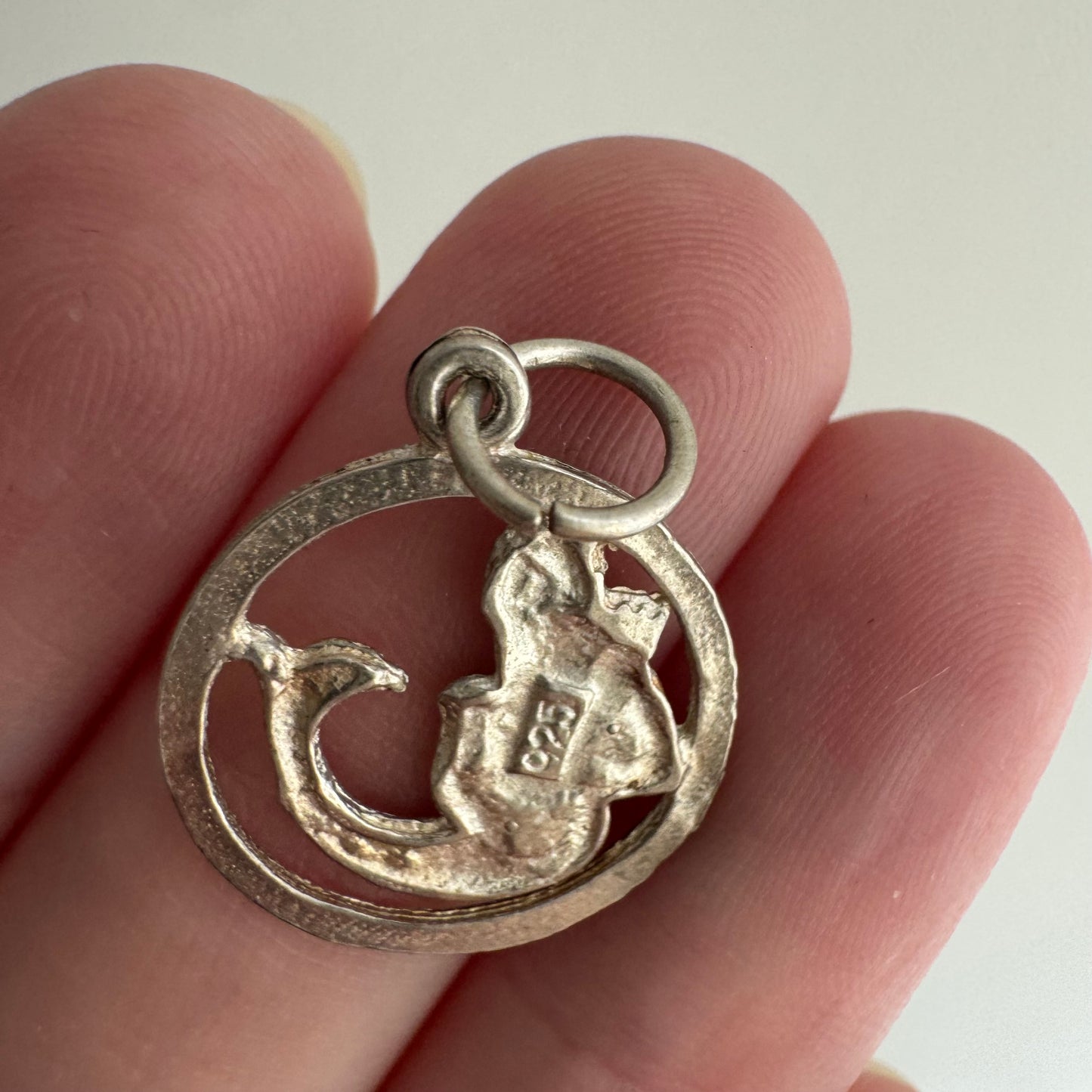 V I N T A G E // sea-based / sterling silver engine turned merman with staff / a pendant