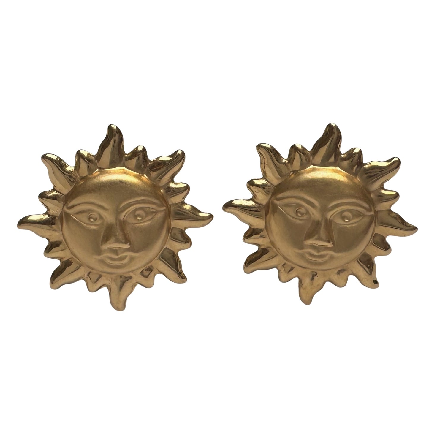 V I N T A G E // the star above / 14k latch back sun face post earrings