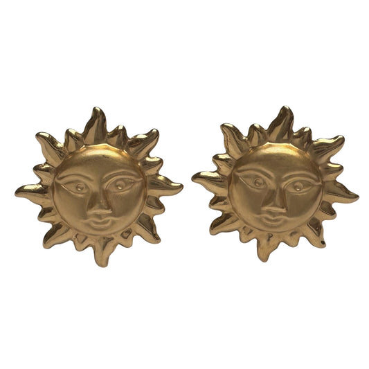 V I N T A G E // the star above / 14k latch back sun face post earrings