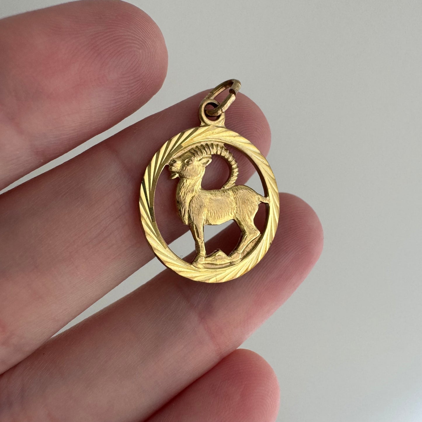 V I N T A G E // chin up / 8k 333 German yellow gold goat / a charm or pendant