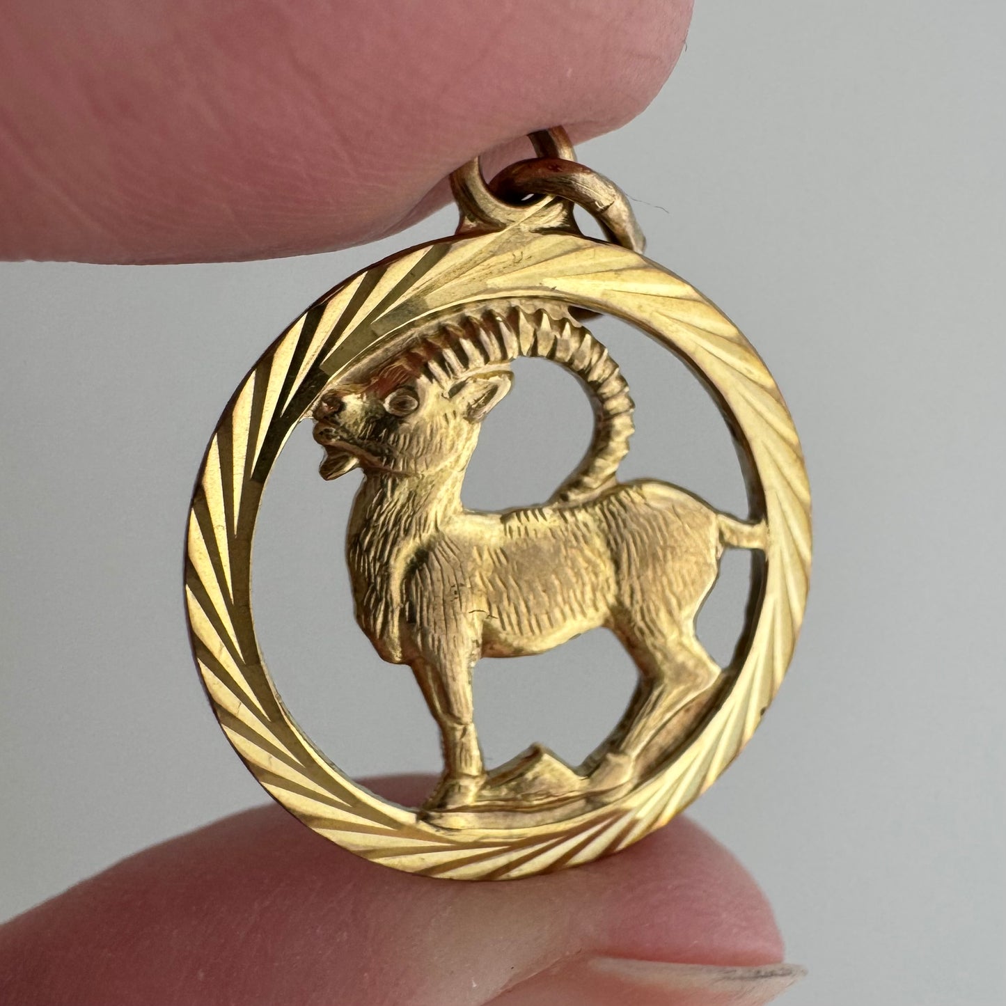 V I N T A G E // chin up / 8k 333 German yellow gold goat / a charm or pendant