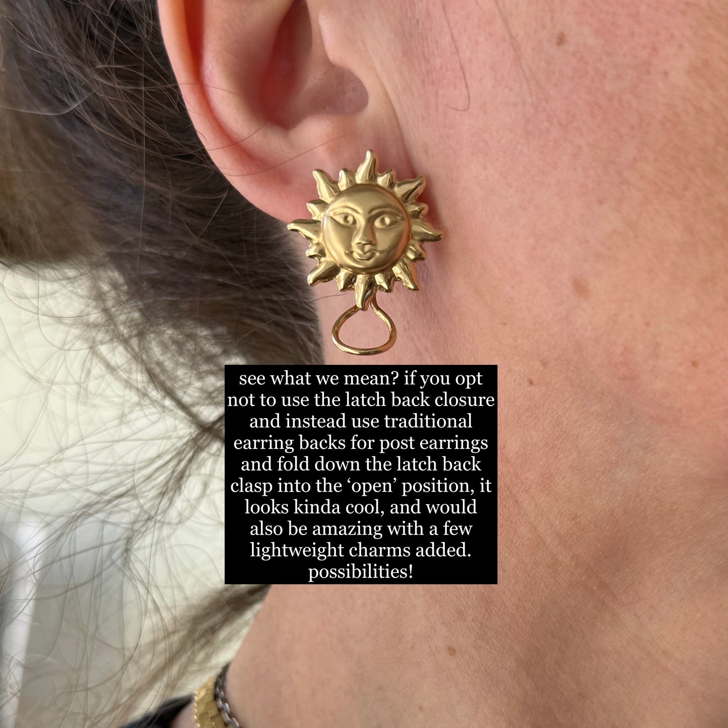 V I N T A G E // the star above / 14k latch back sun face post earrings