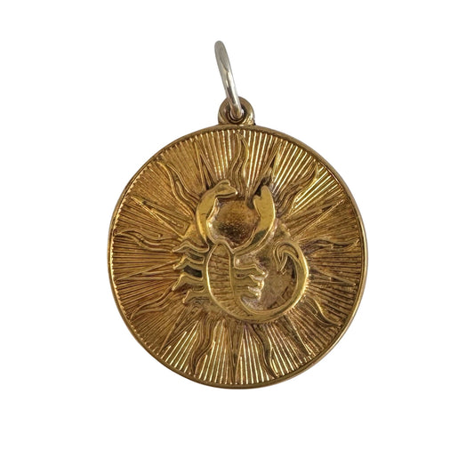 V I N T A G E // the scorpion and the sun / gold wash over sterling silver stylized scorpion by Rembrandt / a pendant