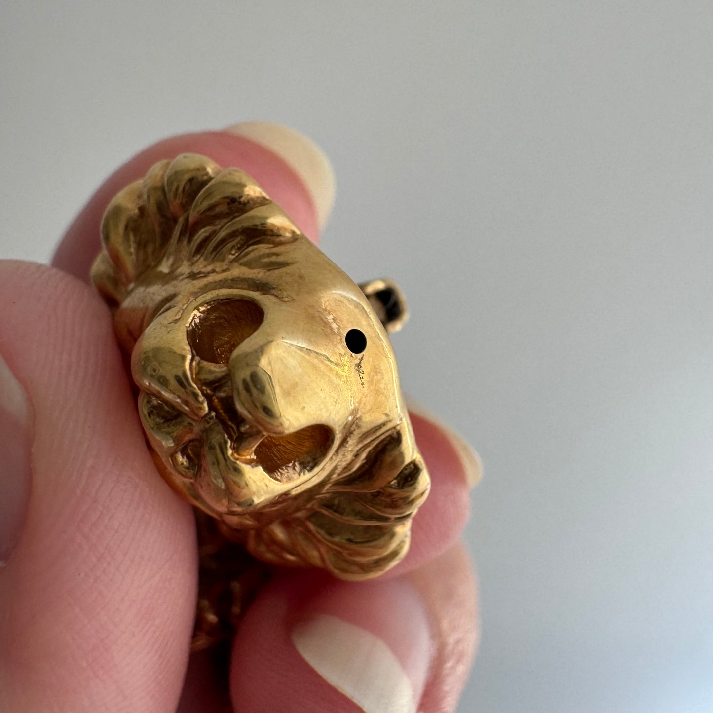 V I N T A G E // best beasts / 18k latch back lion face post statement earrings