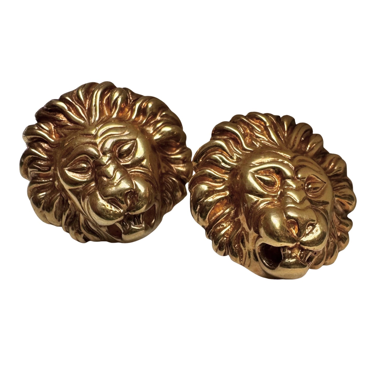 V I N T A G E // best beasts / 18k latch back lion face post statement earrings