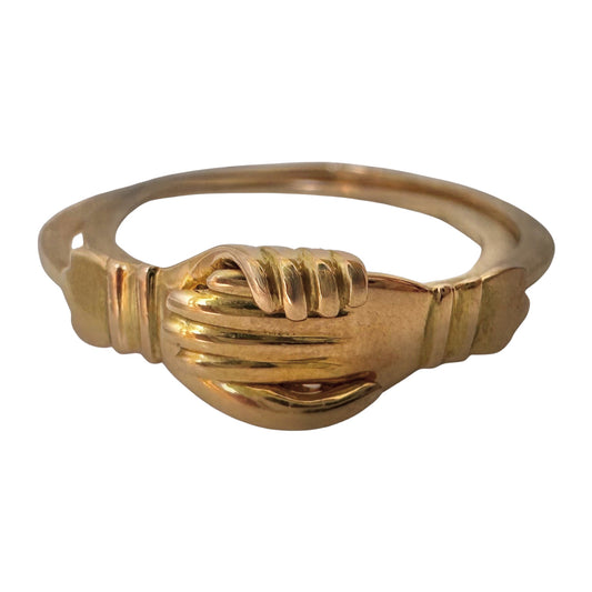 V I N T A G E // puzzling love / 18k Fede Gimmel handshake clasped hands ring / size 5.75