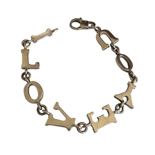 V I N T A G E // I love you / sterling silver I LOVE YOU link bracelet / 7.25", 15.1g