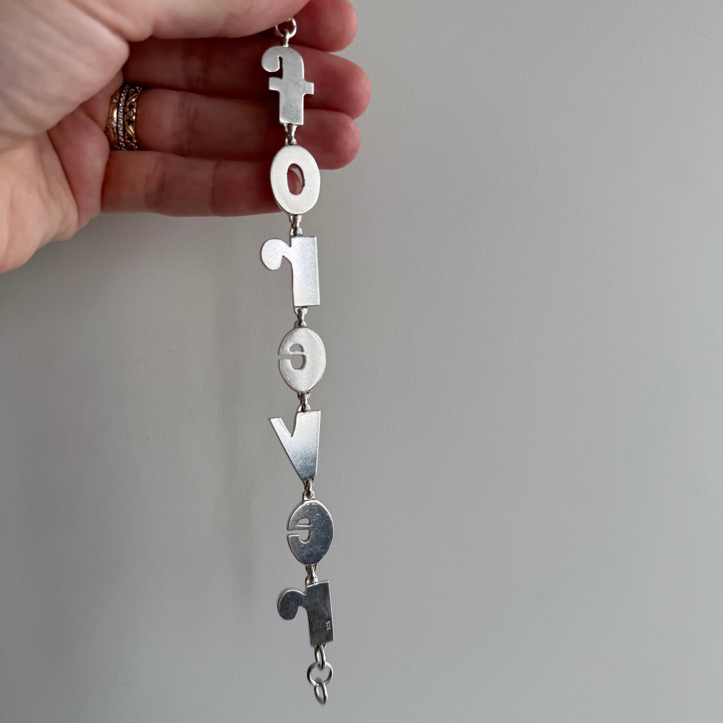 V I N T A G E // forever / sterling silver FOREVER link bracelet / 7", almost 22g