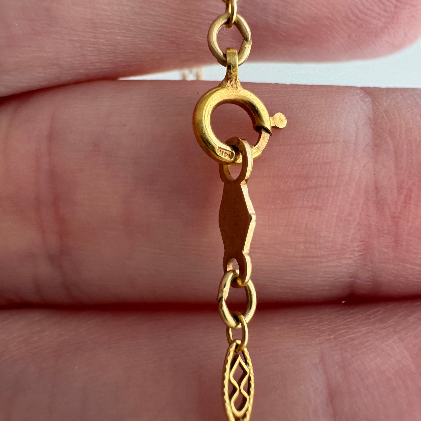 V I N T A G E // lace links / 14k yellow gold filigree link necklace chain / 16", 1.7g