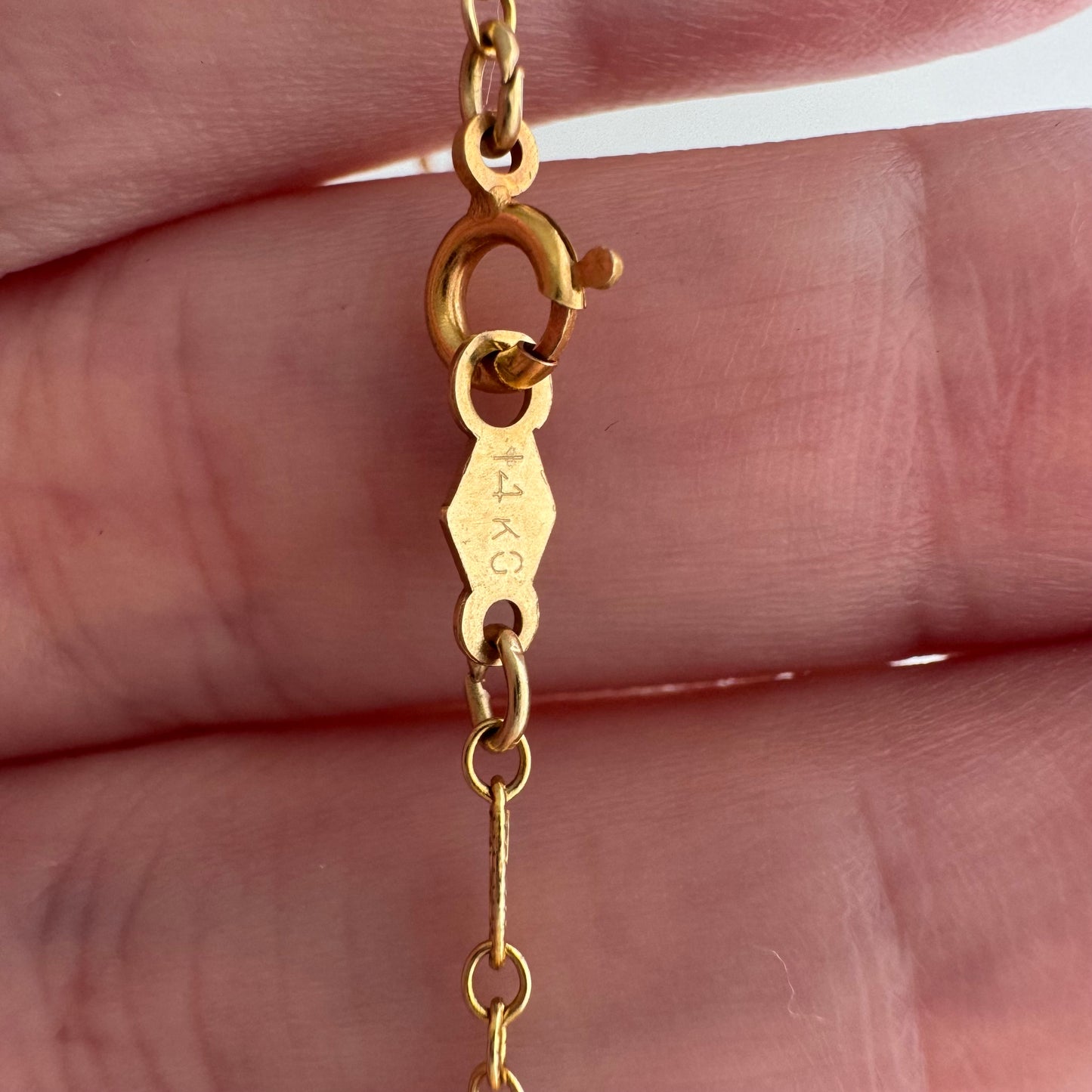 V I N T A G E // lace links / 14k yellow gold filigree link necklace chain / 16", 1.7g