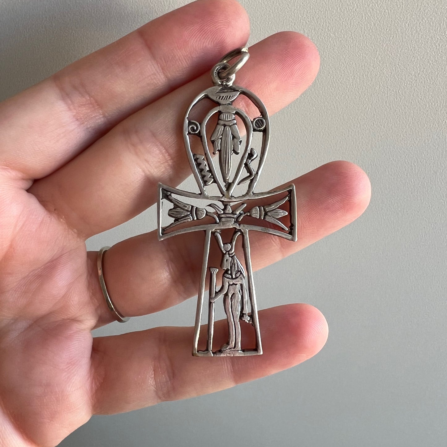 V I N T A G E // adorned key to life / Egyptian sterling silver Ankh / an large pendant