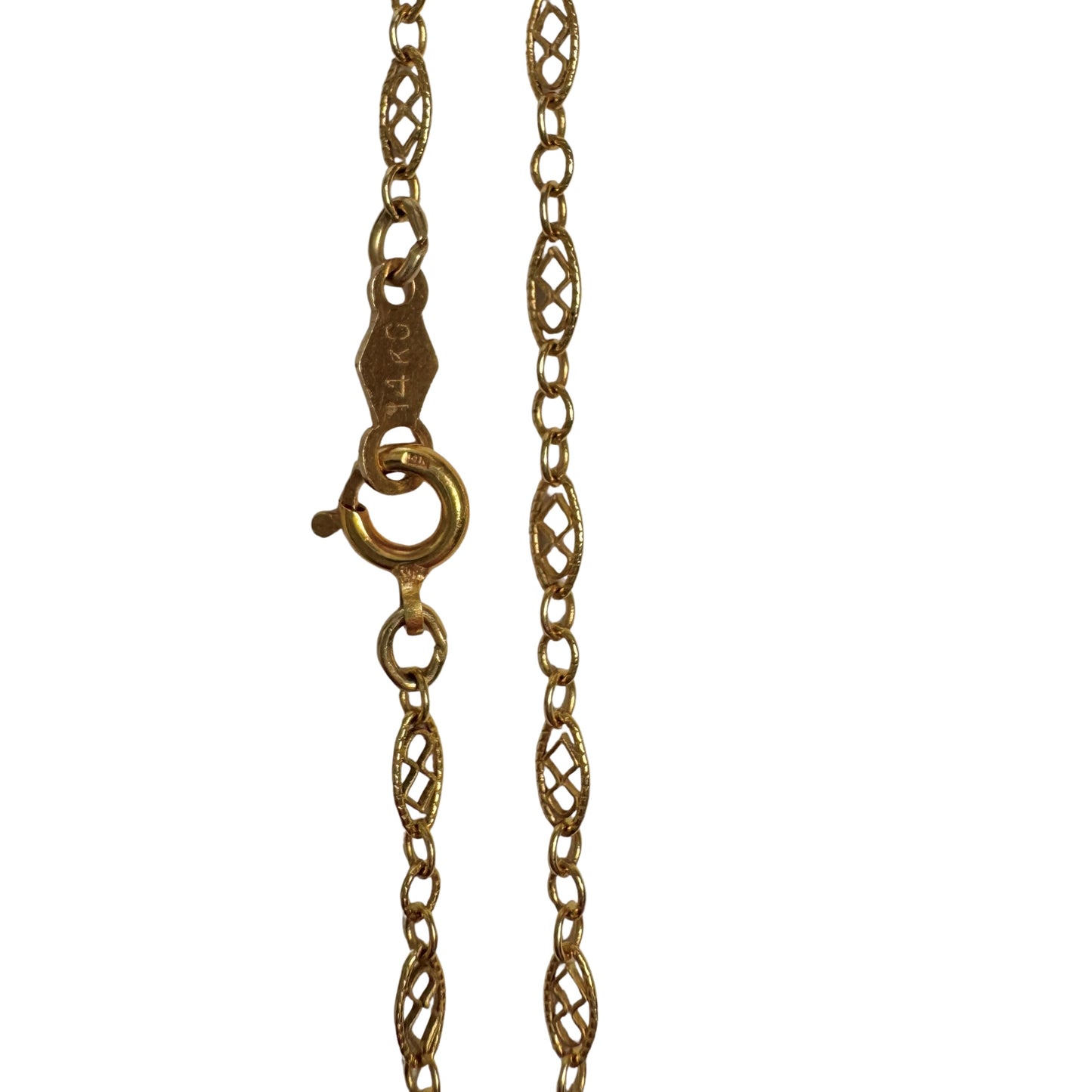 V I N T A G E // lace links / 14k yellow gold filigree link necklace chain / 16", 1.7g
