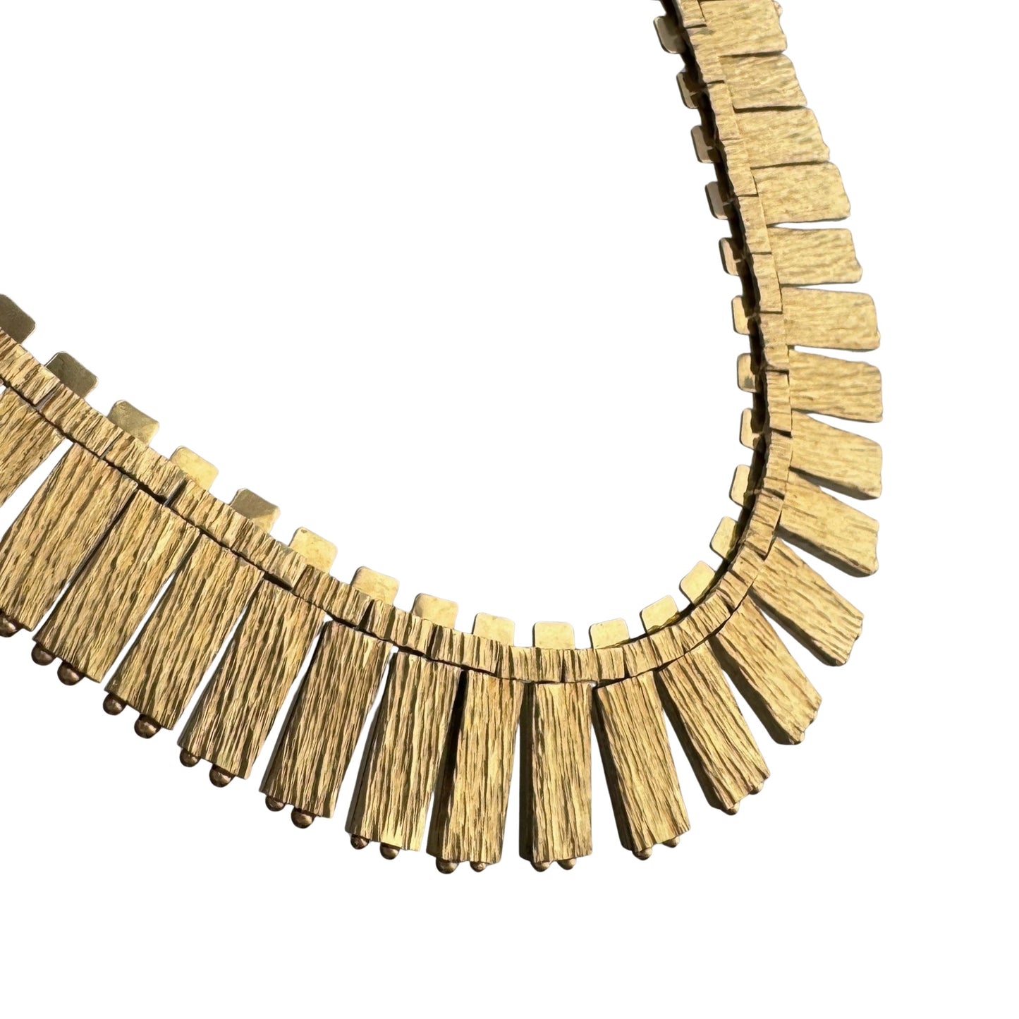 V I N T A G E // 1970s fringe / 14k yellow gold graduated fringe collar necklace, ~16.75", 44.3g(!)