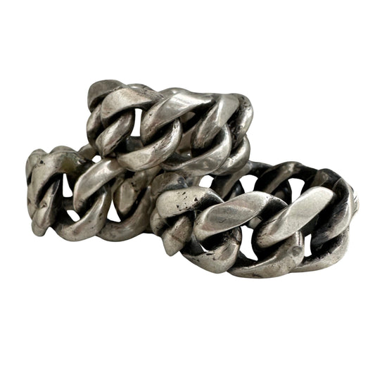 V I N T A G E // chunky curb / chunky flexible sterling silver rings / sizes 5-ish, 7-ish, 9-ish