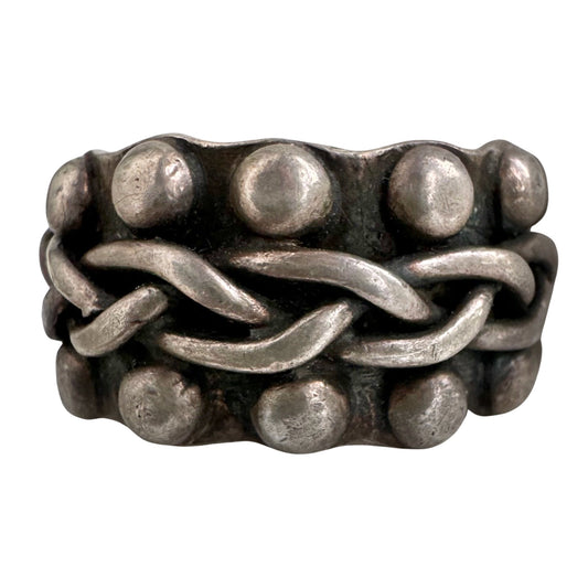 V I N T A G E // boldest braid / sterling silver wide decorative band / size 9.75 to 10.5