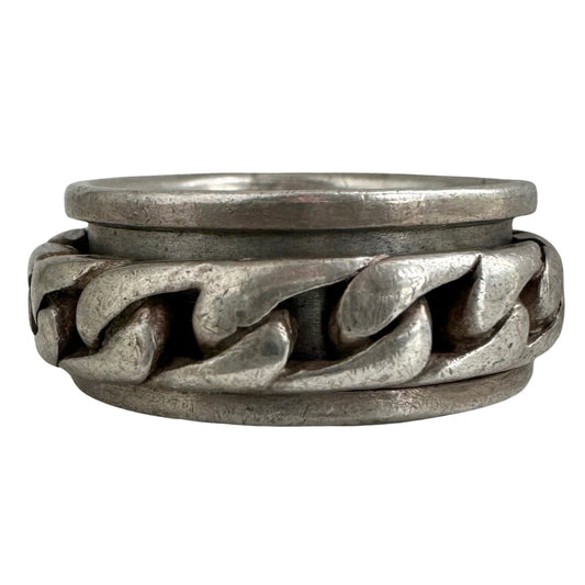 V I N T A G E // fidgety curb / sterling silver curb chain spinner ring / size 9.5-ish