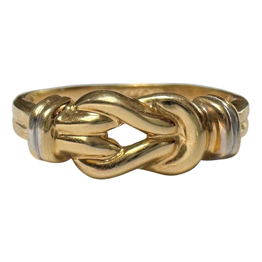 V I N T A G E // love link / 14k yellow and white gold love knot stacking band / size 7.25
