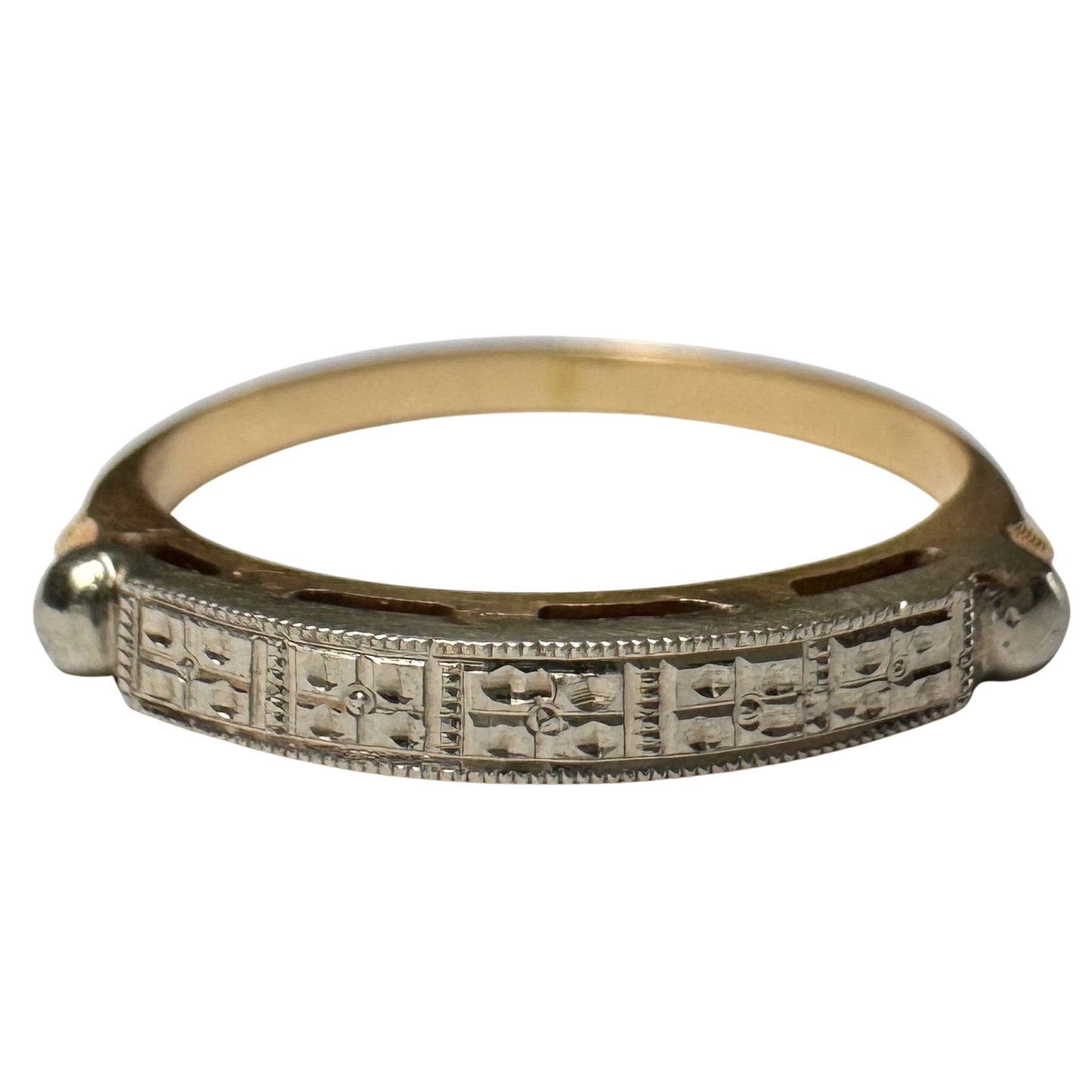 V I N T A G E // five blooms / 14k yellow and white gold embossed band / size 5.75+